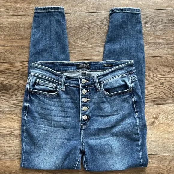 Judy Blue Jeans Women 11/30 Skinny Fit Button Fly Distressed Casual Stretch Boho - Picture 12 of 12